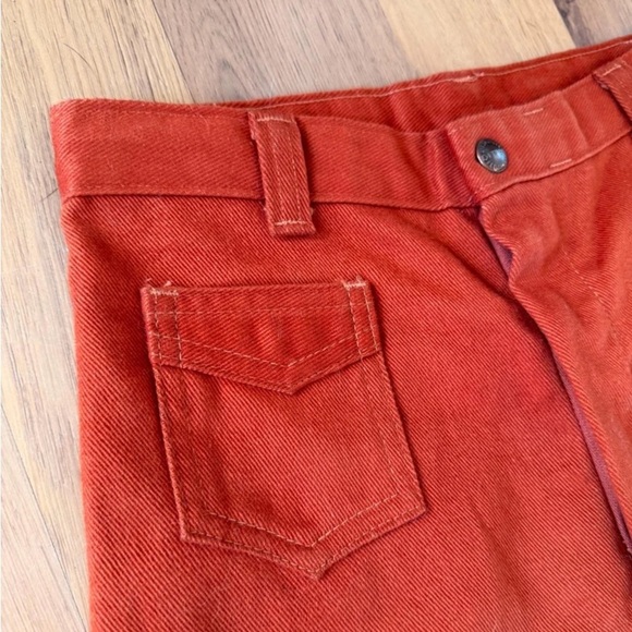 Vintage DITTOS pants jeans high rise 1970's orange twill double yoke Size XS - Picture 8 of 8